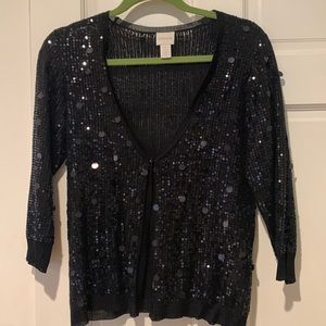 Beautiful black sequined cardigan. Cruise wear!
